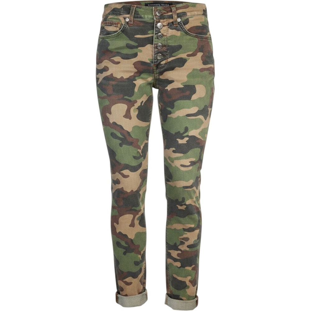 Veronica Beard Carly High Rise‎ Kick Flare Jeans Womens 26 Green Camo Crop Denim